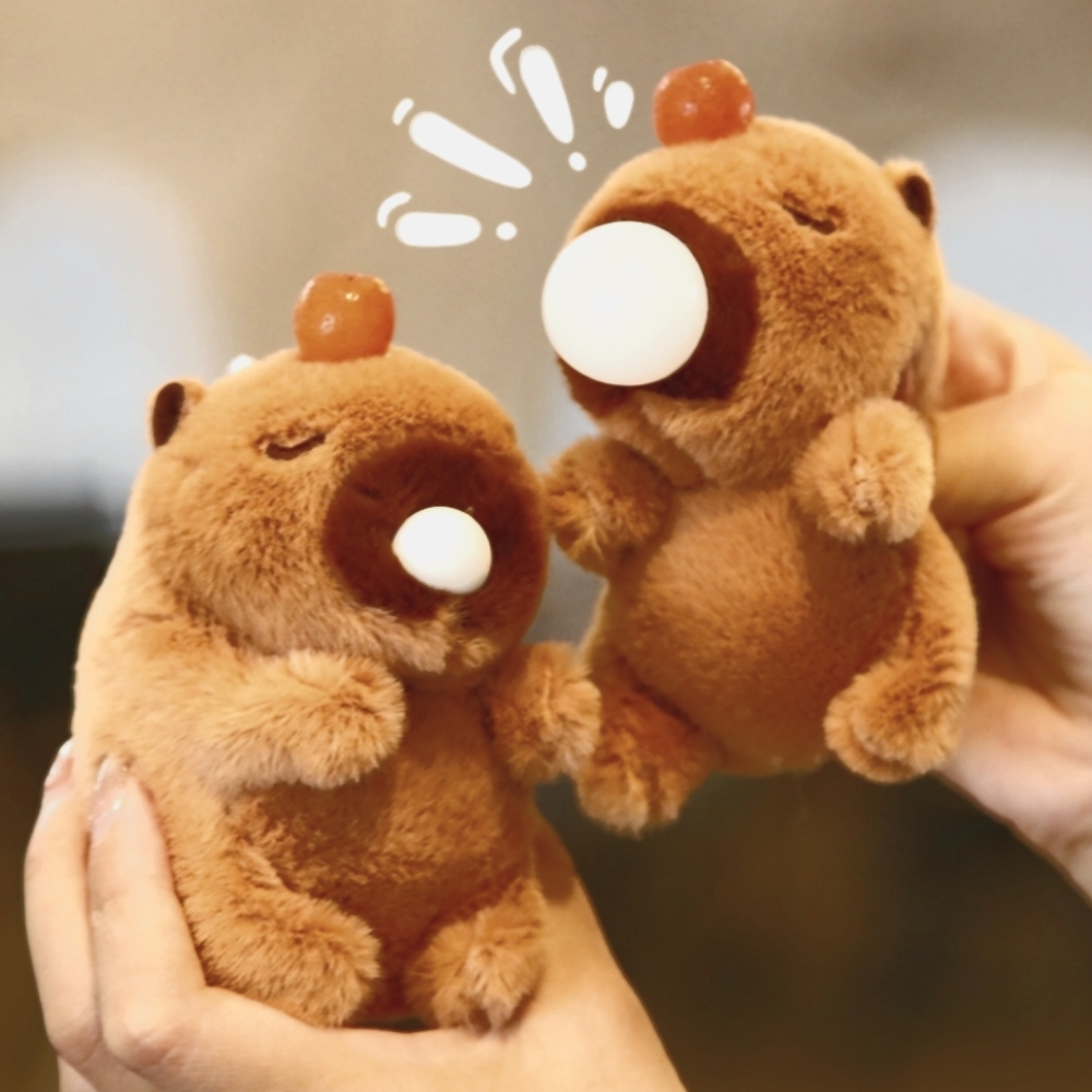 2pc Pack Super Cute Capybara Hamster Bubble Blowing Keychain Purse Charms Plush
